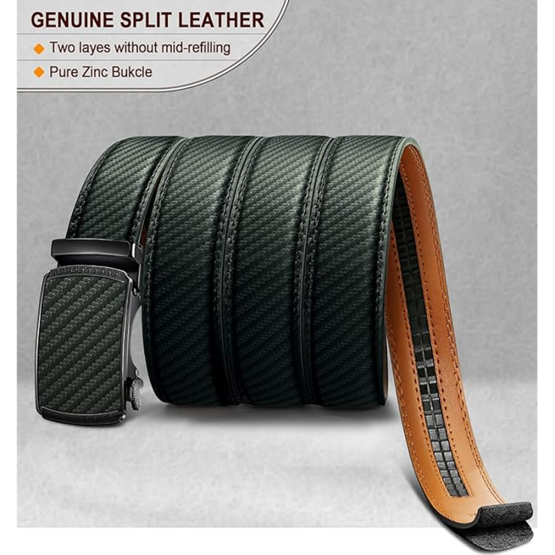 Leather Belt for Men with Autolock Buckle