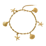 Stainless Steel Gold-Plated Charm Bracelet