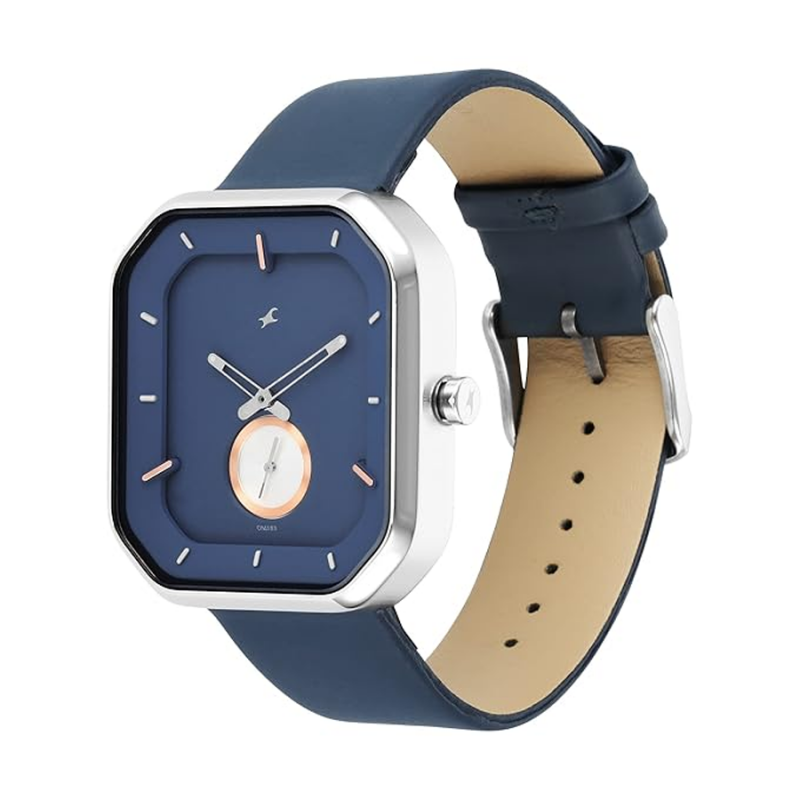 Blue Dial Leather Strap Watch